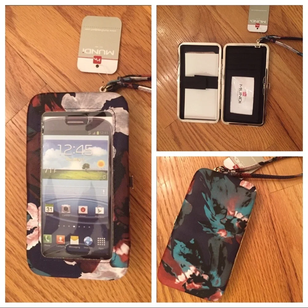Mundi Cell Phone Wristlet -Purple Floral NWT -
